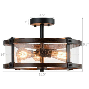 3-Light Living Room Retro Flush Mount Ceiling Light | Bright & Plus.