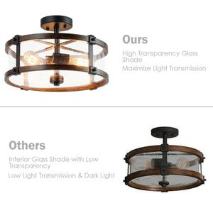 3-Light Living Room Retro Flush Mount Ceiling Light | Bright & Plus.