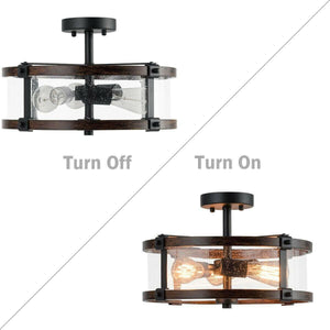 3-Light Living Room Retro Flush Mount Ceiling Light | Bright & Plus.