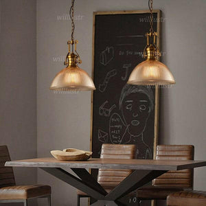 Brisell - Vintage Dome Pendant Lamp with Ribbed Glass | Bright & Plus.