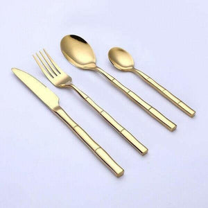 Aldomara Bamboo Gold/Silver Flatware | Bright & Plus.