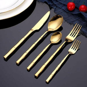 Aldomara Bamboo Gold/Silver Flatware | Bright & Plus.