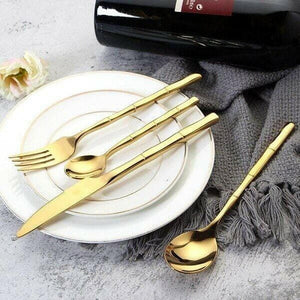 Aldomara Bamboo Gold/Silver Flatware | Bright & Plus.