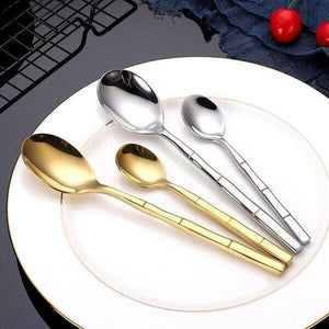 Aldomara Bamboo Gold/Silver Flatware | Bright & Plus.