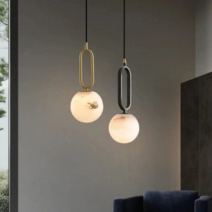 Amica - Modern Marble Ring Ball Pendant Light