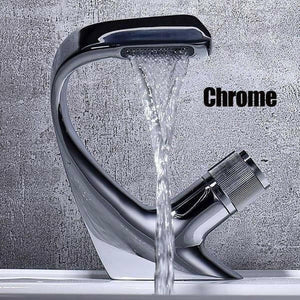 Annetta - Modern Chrome Plated Solid Brass Waterfall Spout Bathroom Faucet | Bright & Plus.