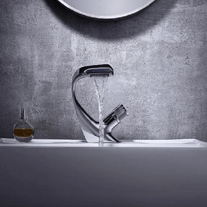 Annetta - Modern Chrome Plated Solid Brass Waterfall Spout Bathroom Faucet | Bright & Plus.