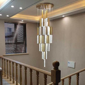 Annette - Linear Copper and Crystal Strand Chandelier | Bright & Plus.