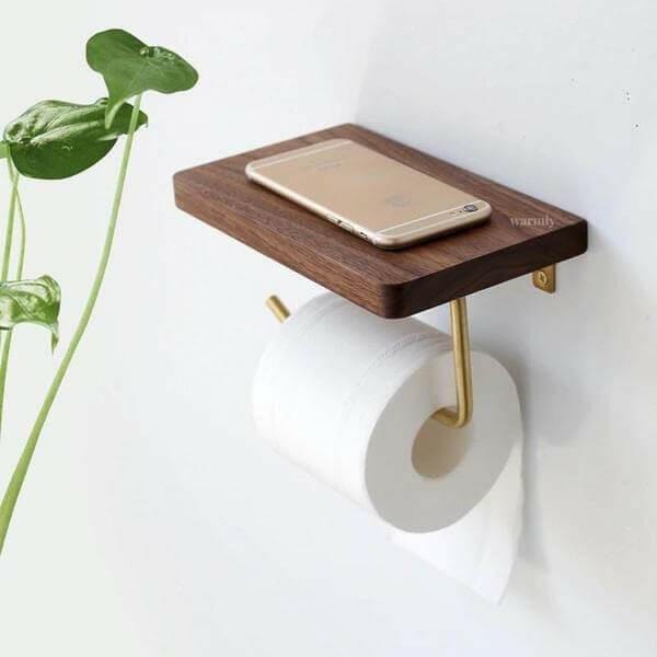 Bentlee - Modern Toilet Paper Roll Holder Shelf | Bright & Plus.