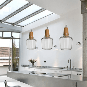 Bentte - Glass With Wooden Top Light | Bright & Plus.