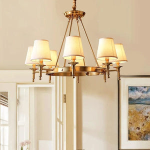 Bjorn - Chandelier with Minimalist Copper Fabric Shade