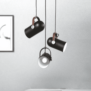 Black Spotlight Minimalist Leather Strap Pendant Light | Bright & Plus.