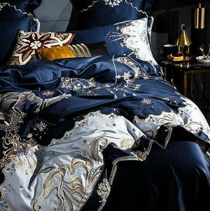 Blue Royal Egyptian Cotton Duvet Cover Set | Bright & Plus.