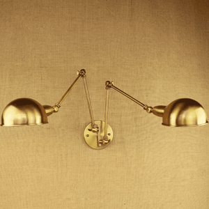 Brass Double Head Shade Industrial Wall Light | Bright & Plus.