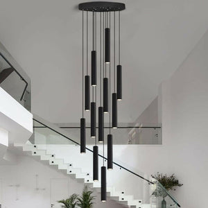 Burke - Chandelier LED Warm Light Black Long Tube