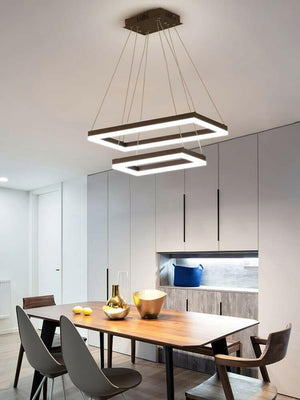 Drun - Brushed Aluminum Modern Simple Square Led Chandelier