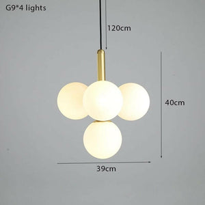 Fly - Design LED suspension Lamp with Gold Cylinder and Glass Balls