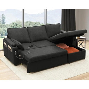 2-in-1 Sleeper Sofa Bed with Storage, USB & Cup Holder