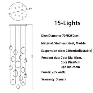 Moon's Marble Staircase Modern Chandelier