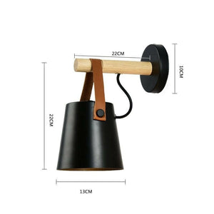 Nevra - Nora Leather Strap Wooden Wall Light