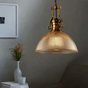 Brisell - Vintage Dome Pendant Lamp with Ribbed Glass | Bright & Plus.