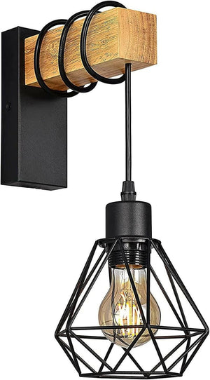 Odetta - Industrial Minimalist Wood LED Wall Lamp