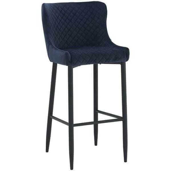 Saskia - Navy Blue Bar Stool | Bright & Plus.