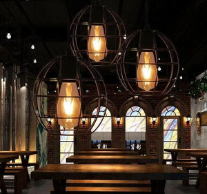 Spherical Hanging Cage Drop Pendant Light | Bright & Plus.