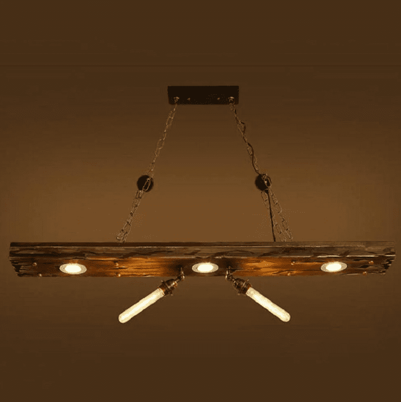 Tiziano - Rustic Wood 5-Light Industrial Pendant Ceiling Light