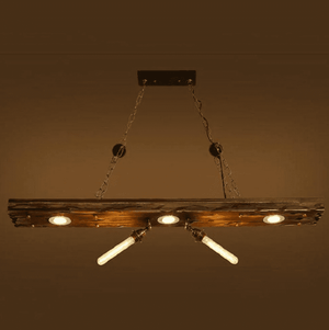 Tiziano - Rustic Wood 5-Light Industrial Pendant Ceiling Light