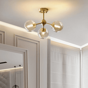 Vag - Modern LED chandelier with metal base and glass globes