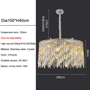 Wellmet - LED Crystal Pendant Lamp Chrome Design