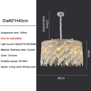 Wellmet - LED Crystal Pendant Lamp Chrome Design