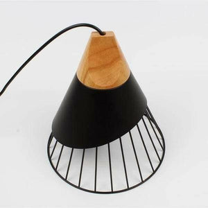 Wooden Base Iron Cage Hanging Nordic Lamp | Bright & Plus.