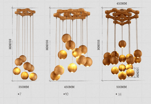 Wooden Orb Sphere Cluster Chandelier With LED Bulbs | Bright & Plus.